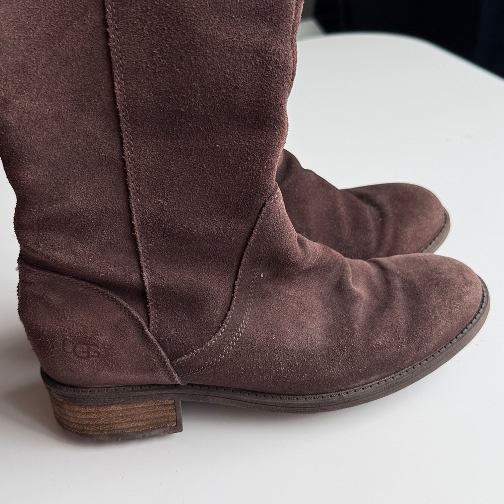 UGG brown suede riding knee high Seldon boots zip up 8.5 - Picture 10 of 16